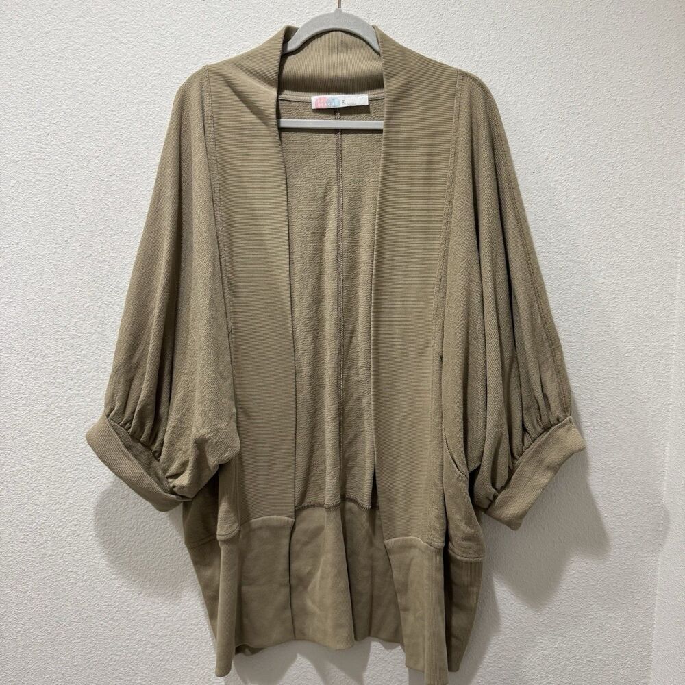 Free People Beach Ribbed Slouchy Oversized Open Front Cardigan Tan Size XS
